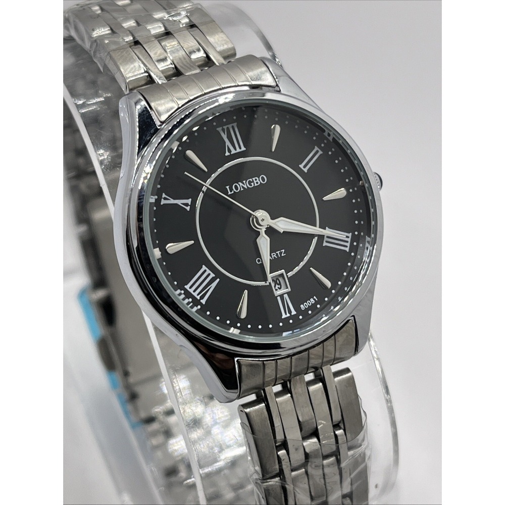 Longbo Women's Quartz Watch Silver 30mm Case 7.75" Band- New Battery